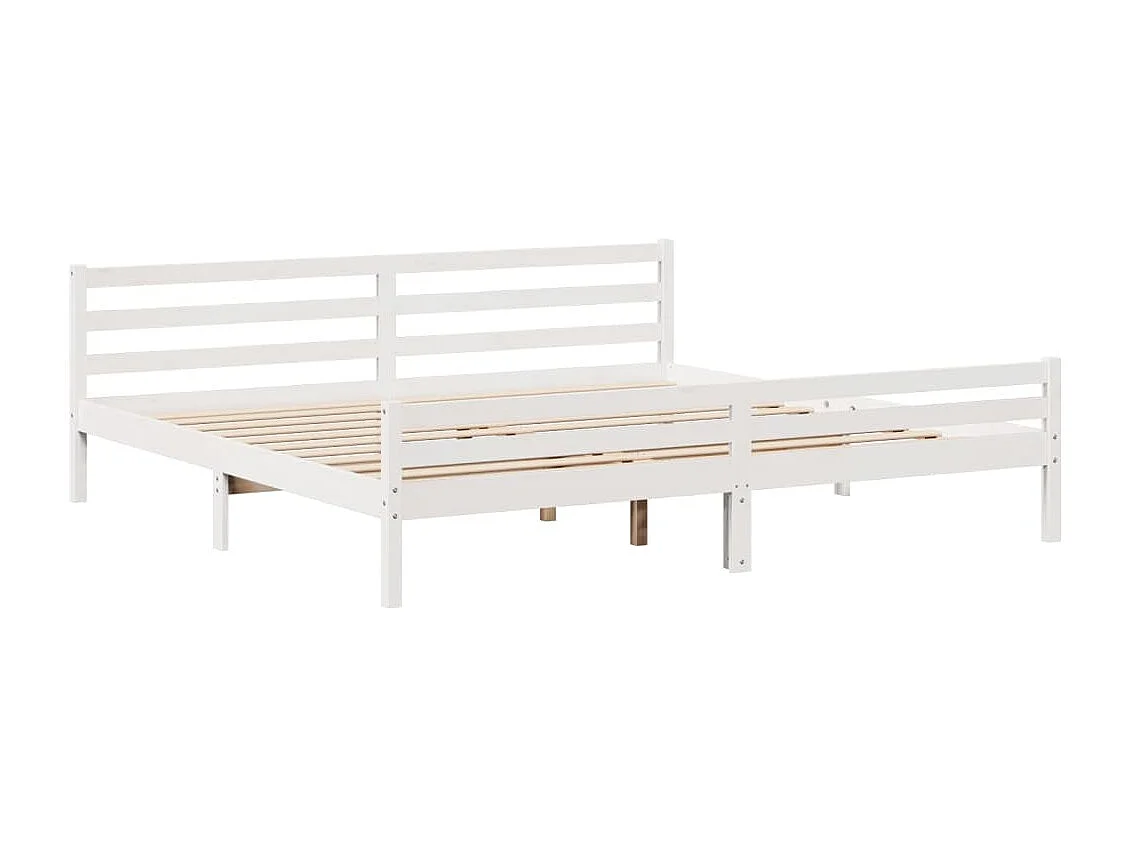 Lit bibliothèque sans matelas blanc 200x200 cm bois pin massif