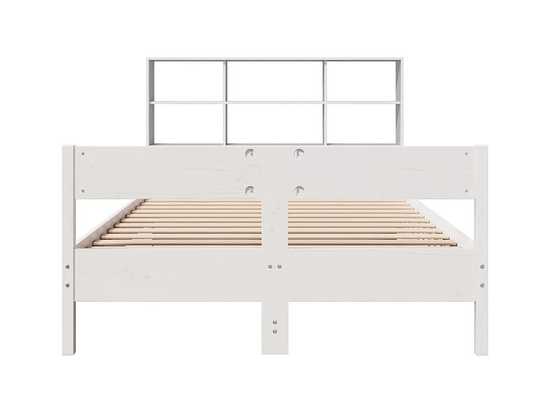 Lit bibliothèque sans matelas blanc 140x190 cm bois pin massif