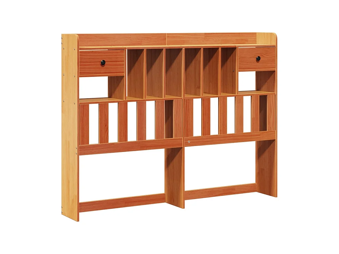 Lit bibliothèque sans matelas cire marron 140x200 cm pin massif