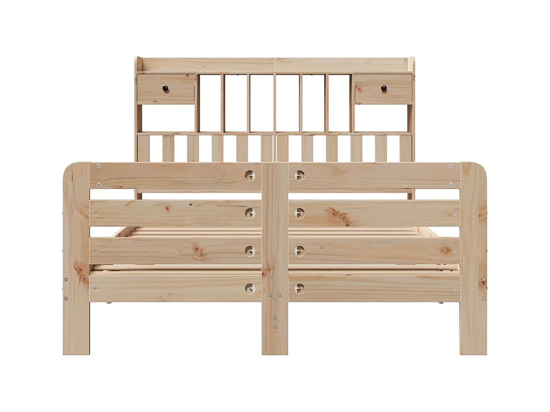 Lit bibliothèque sans matelas 150x200 cm bois massif de pin