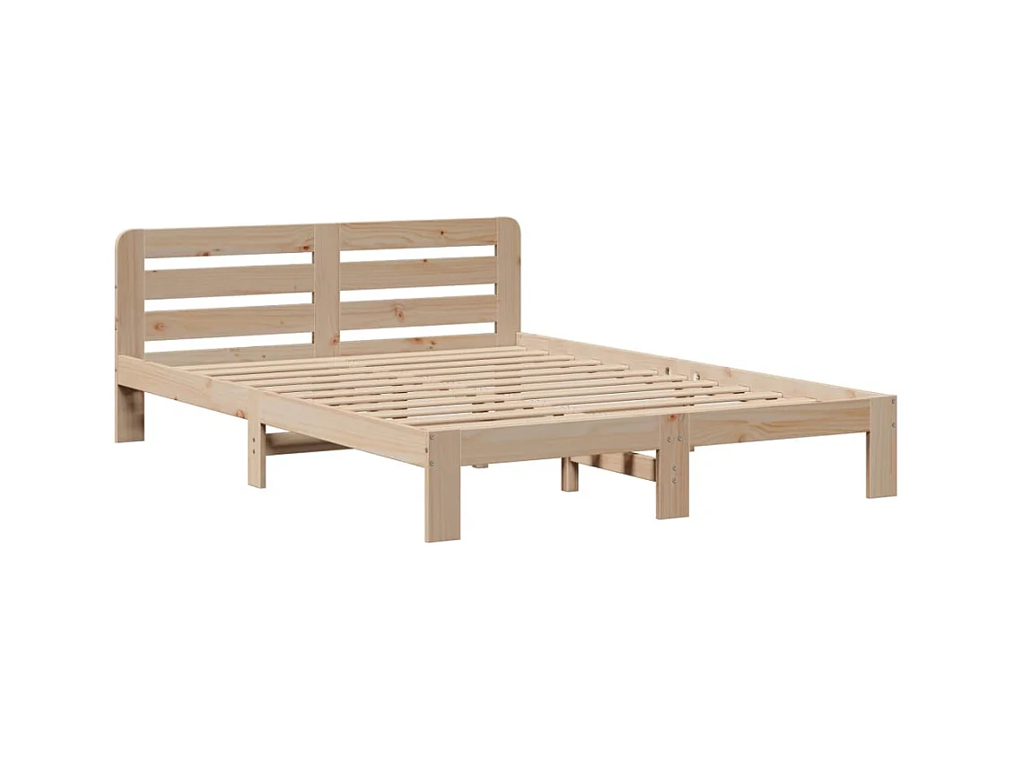 Lit bibliothèque sans matelas 150x200 cm bois massif de pin