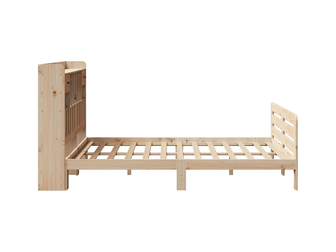 Lit bibliothèque sans matelas 150x200 cm bois massif de pin