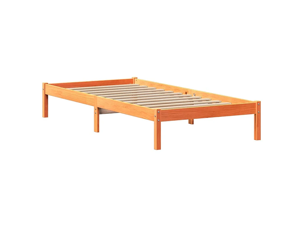 Cama com estante sem colchão 75x190cm pinho maciço castanho-mel