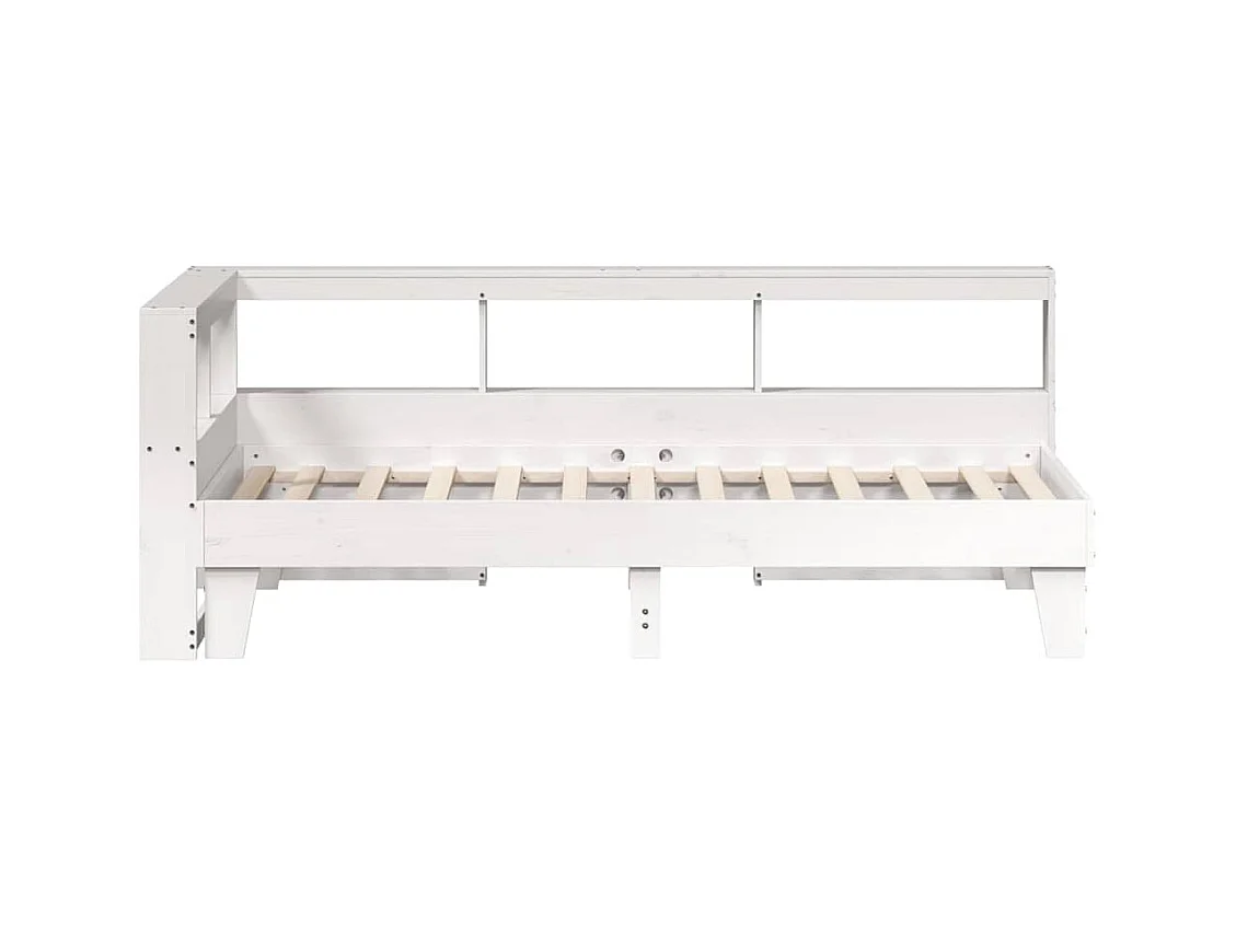 Massivholzbett mit Regal ohne Matratze Weiß 90x200 cm Kiefer