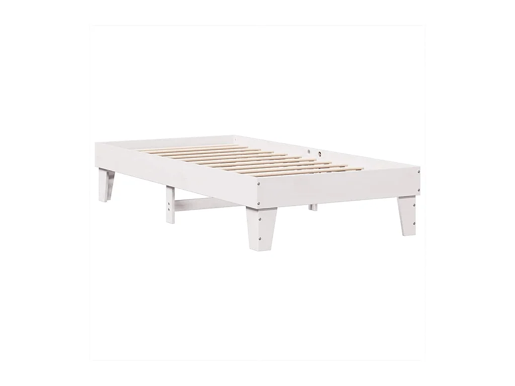 Massivholzbett mit Regal ohne Matratze Weiß 90x200 cm Kiefer