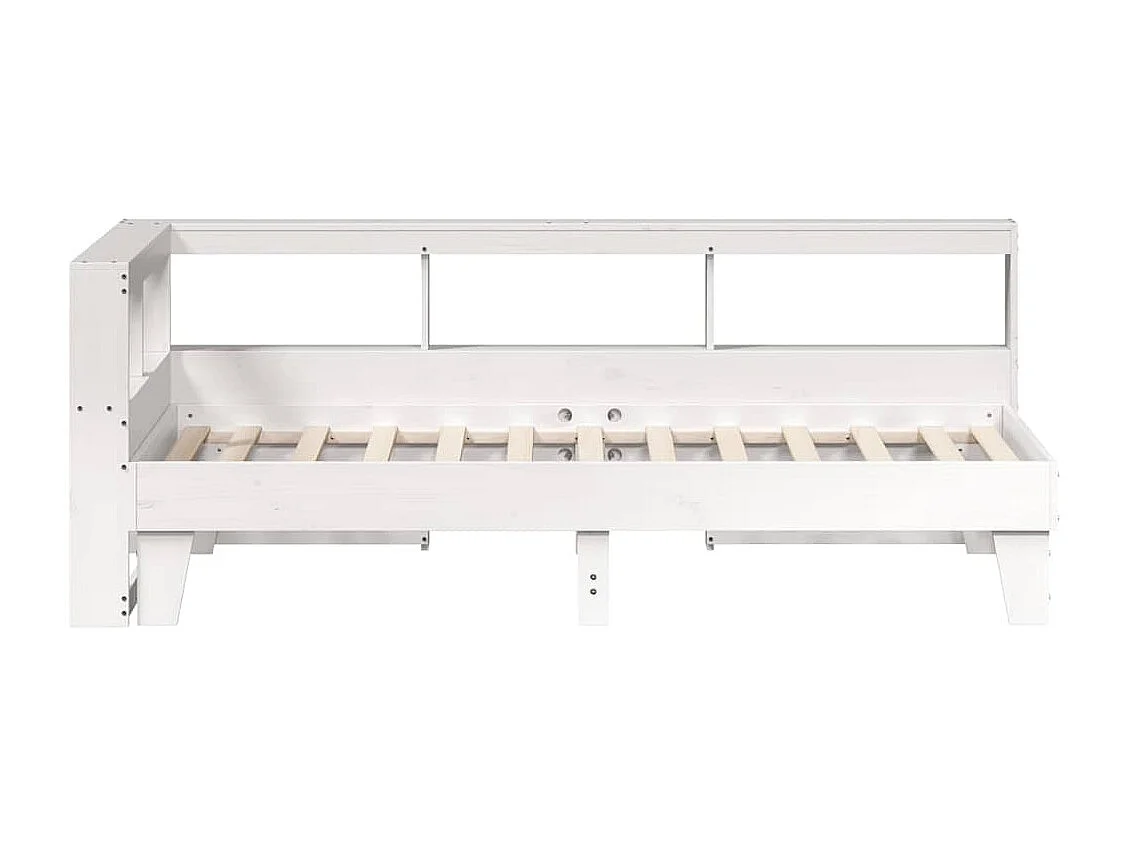 Bed met boekenkast zonder matras grenenhout wit 90x200 cm