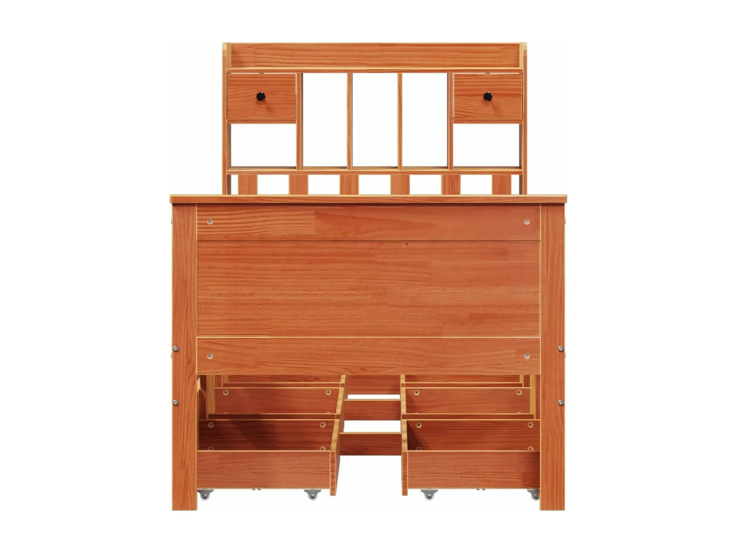Letto Libreria senza Materasso Marrone Cera 100x200 cm in Pino