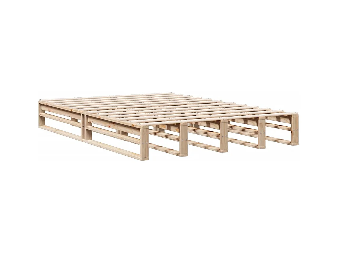 Lit bibliothèque sans matelas 160x200 cm bois massif de pin