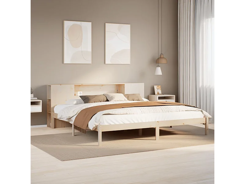 Lit bibliothèque sans matelas 180x200 cm bois massif de pin
