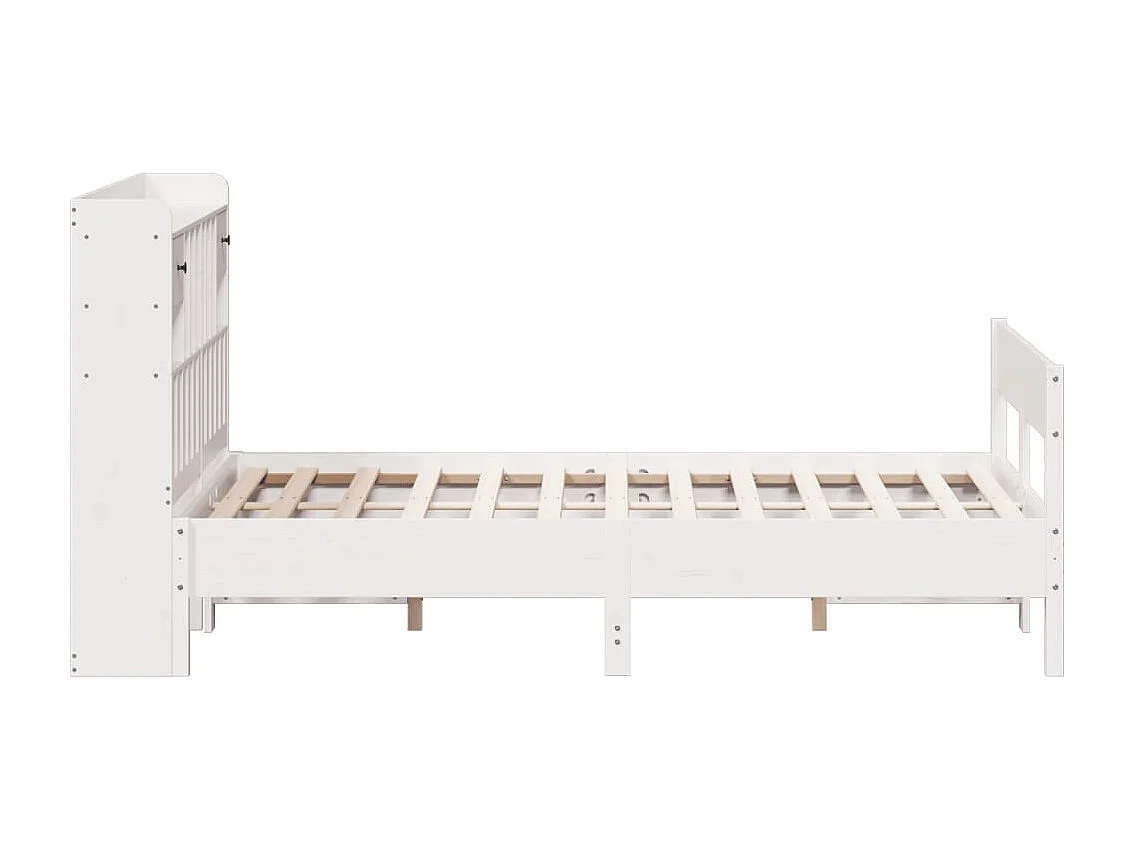 Lit bibliothèque sans matelas blanc 160x200 cm bois pin massif