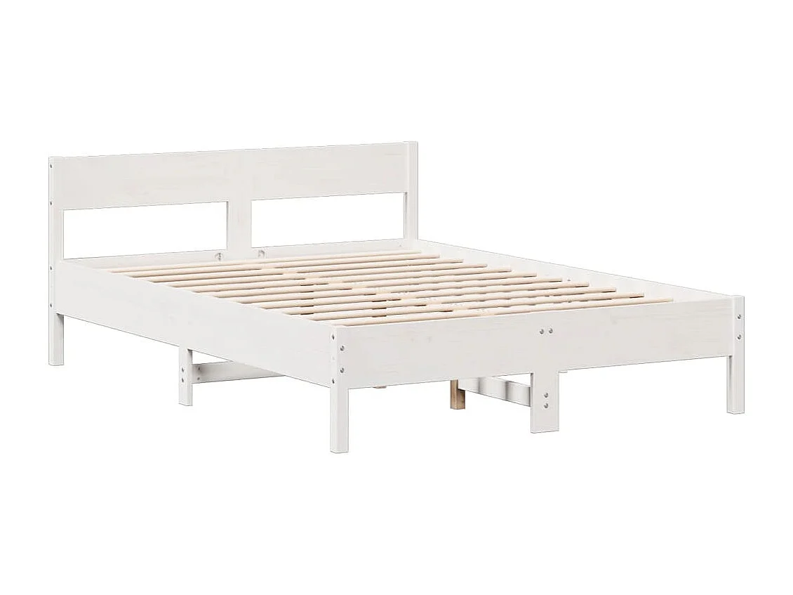 Lit bibliothèque sans matelas blanc 160x200 cm bois pin massif