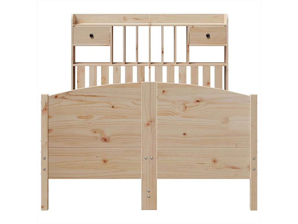 Lit bibliothèque sans matelas 135x190 cm bois de pin massif