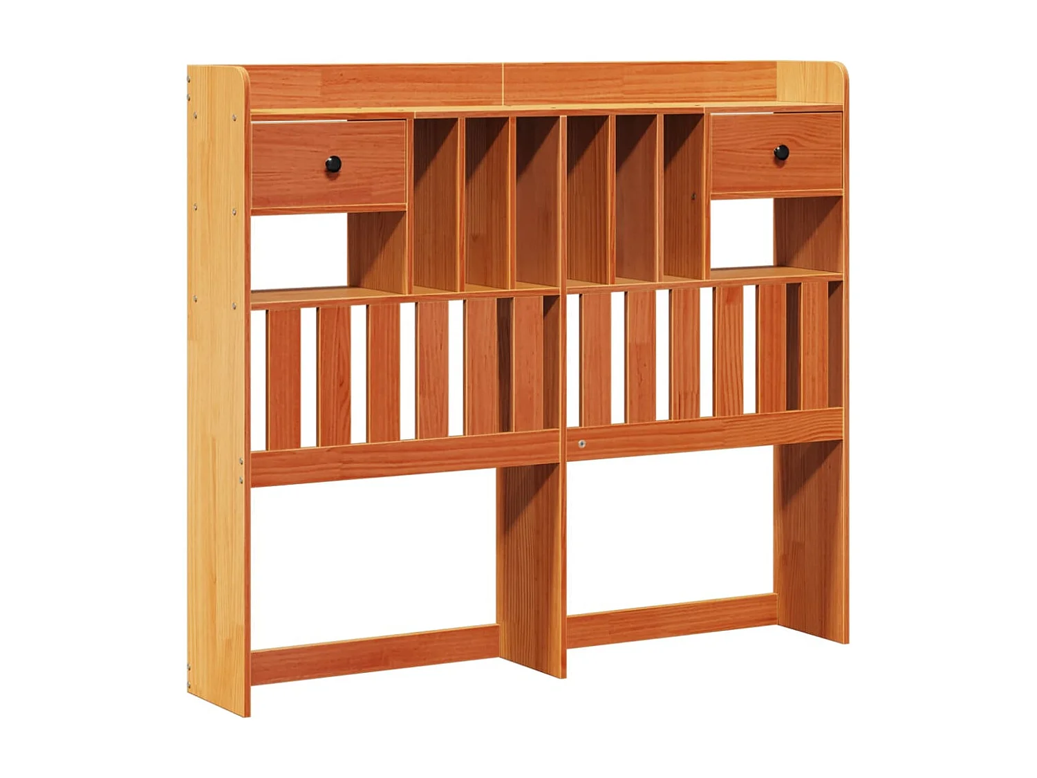 Lit bibliothèque sans matelas cire marron 135x190 cm pin massif