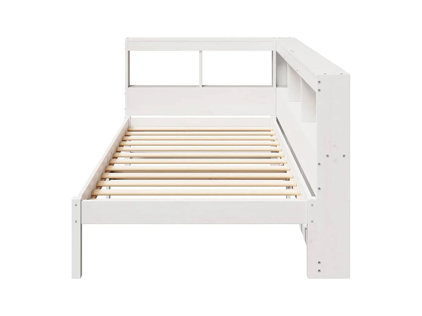 Cama con estantería sin colchón madera maciza blanco 90x200 cm