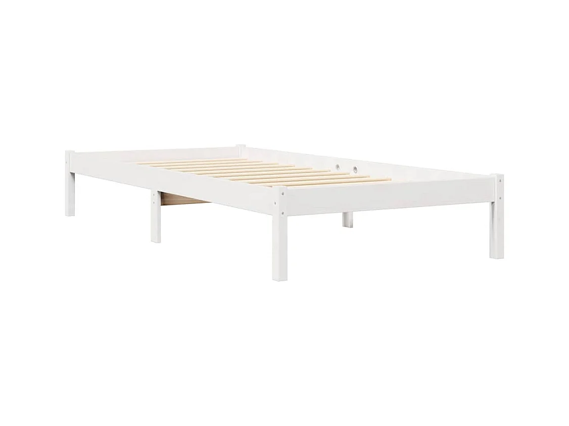 Cama con estantería sin colchón madera maciza blanco 90x200 cm