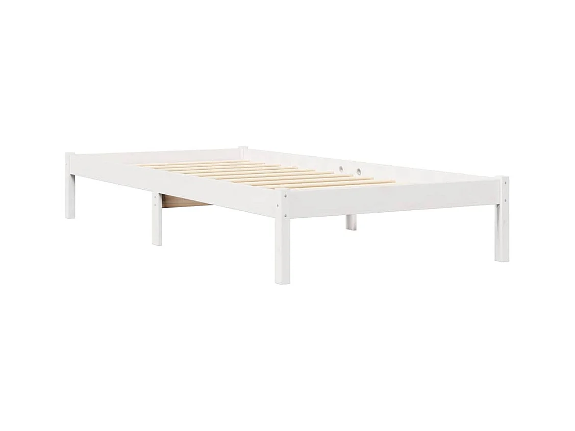 Cama con estantería sin colchón madera maciza blanco 90x200 cm