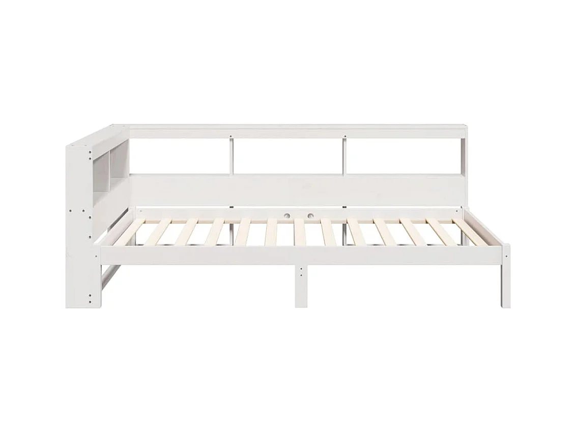 Cama con estantería sin colchón madera maciza blanco 90x200 cm