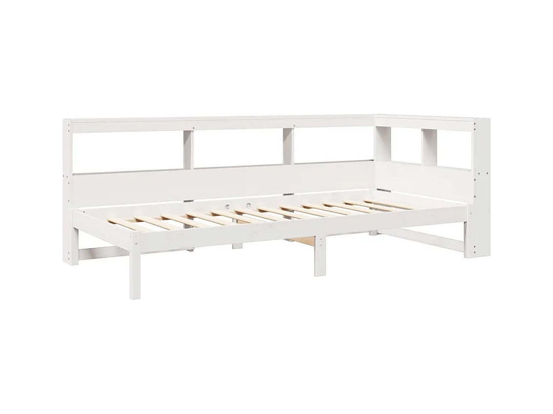 Cama con estantería sin colchón madera maciza blanco 90x200 cm