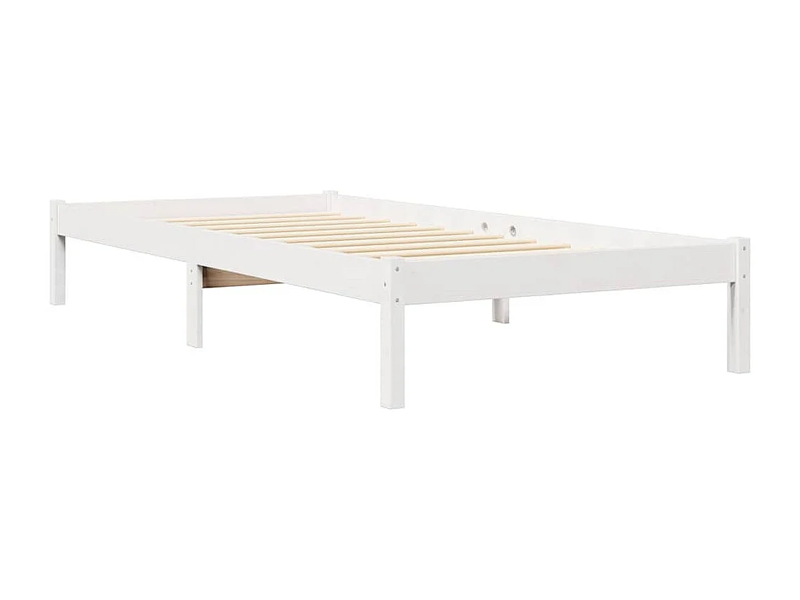 Lit bibliothèque sans matelas blanc 90x200cm bois de pin massif