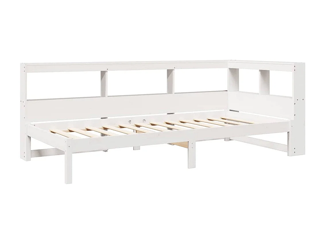 Lit bibliothèque sans matelas blanc 90x200cm bois de pin massif