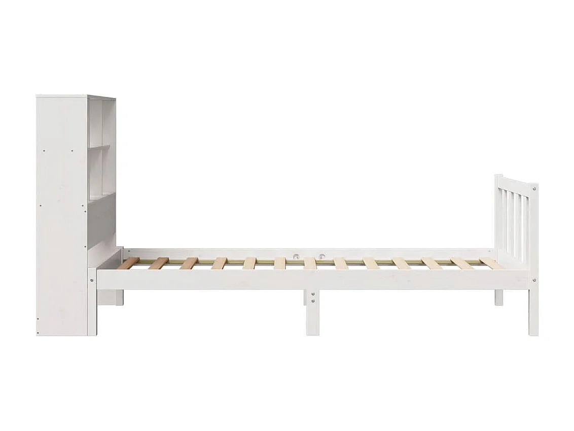 Cama com estante sem colchão 90x190 cm pinho maciço branco