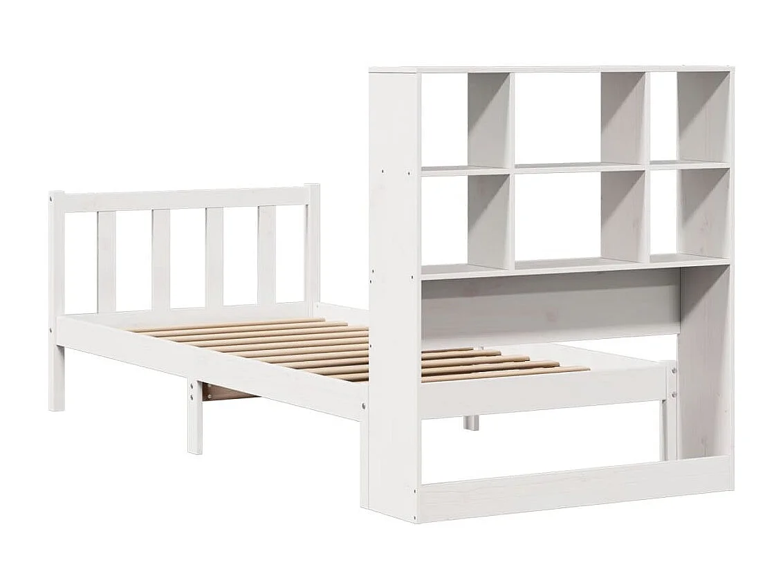 Cama com estante sem colchão 90x190 cm pinho maciço branco