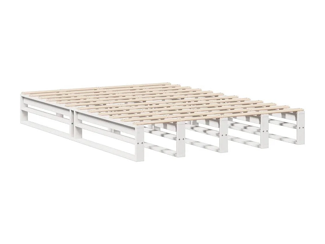 Lit bibliothèque sans matelas blanc 135x190 cm bois massif