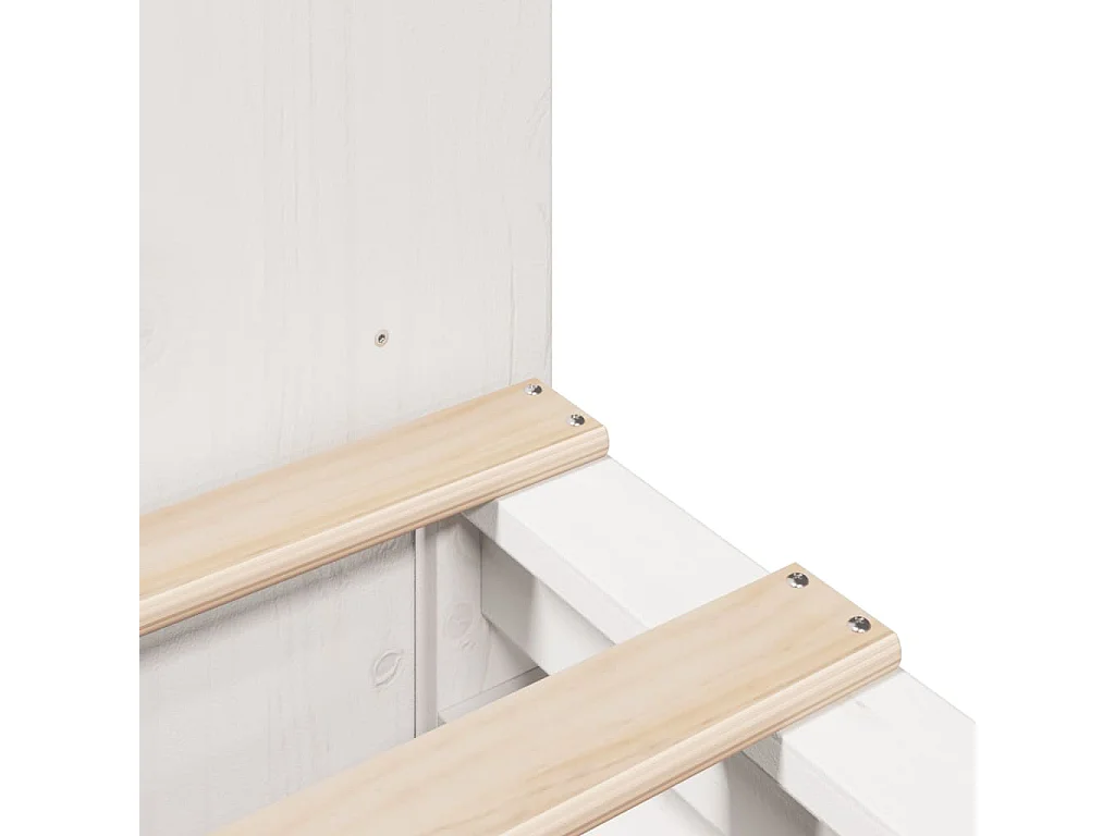 Lit bibliothèque sans matelas blanc 135x190 cm bois massif
