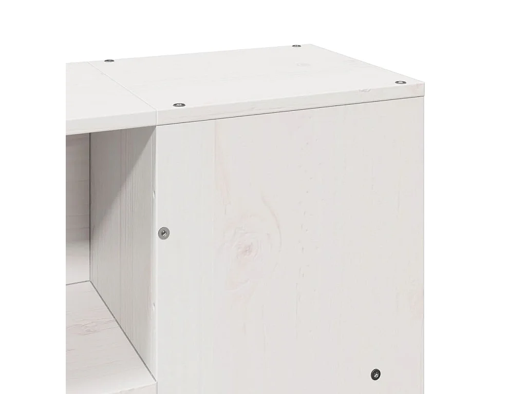 Lit bibliothèque sans matelas blanc 135x190 cm bois massif