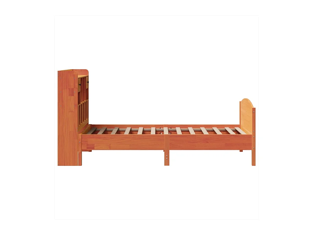 Lit bibliothèque sans matelas cire marron 100x200 cm pin massif