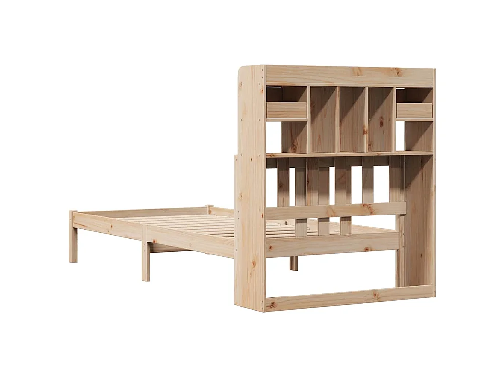 Lit bibliothèque sans matelas 75x190 cm bois de pin massif