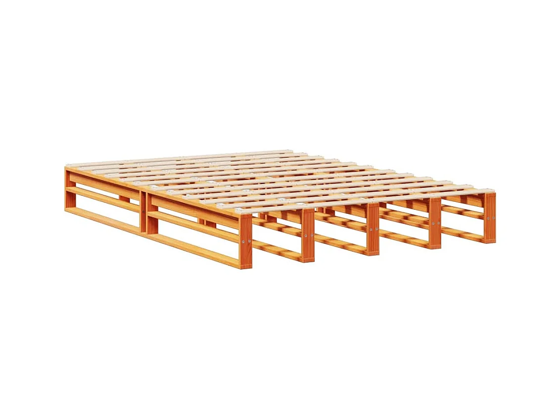 Lit bibliothèque sans matelas cire marron 160x200cm bois massif