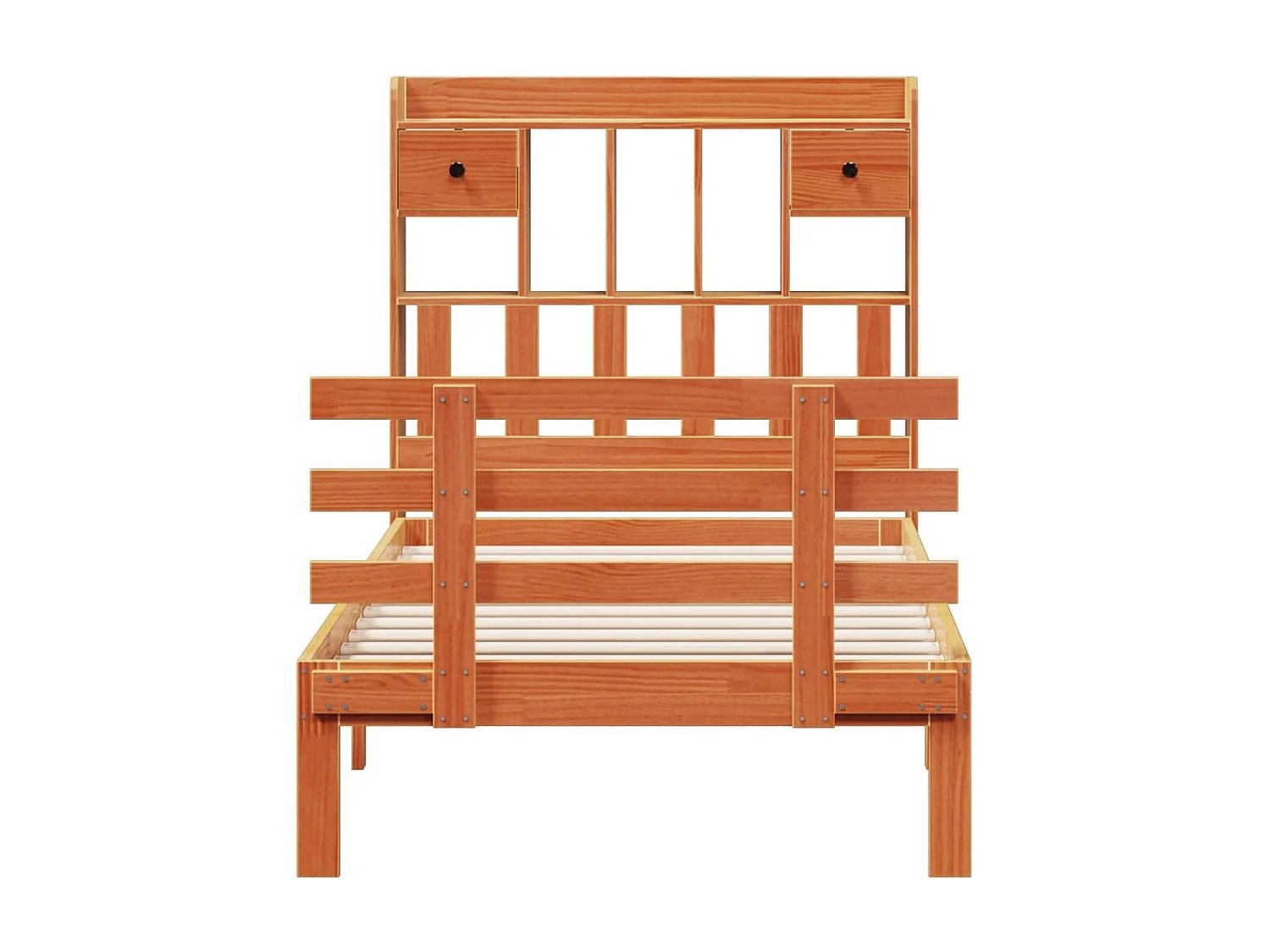 Letto Libreria senza Materasso Marrone Cera 100x200 cm in Pino
