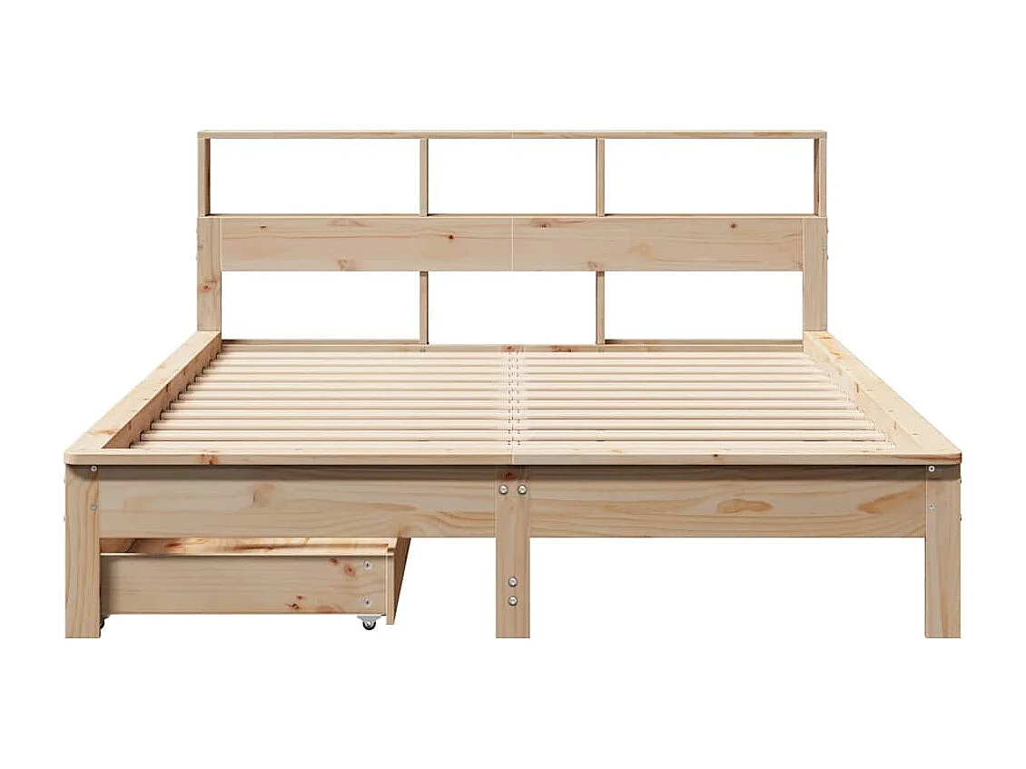 Bed met boekenkast zonder matras massief grenenhout 140x190 cm
