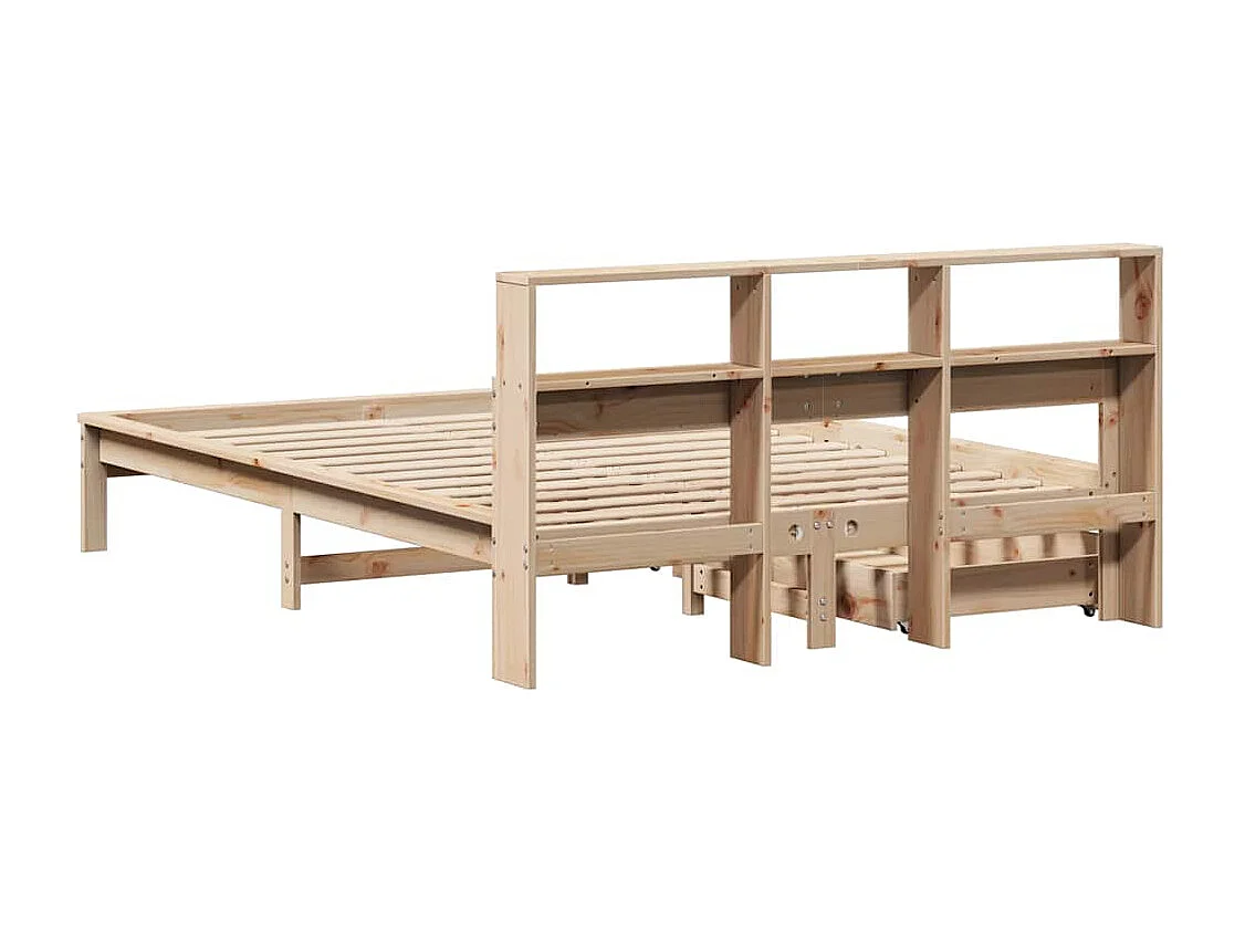 Bed met boekenkast zonder matras massief grenenhout 140x190 cm