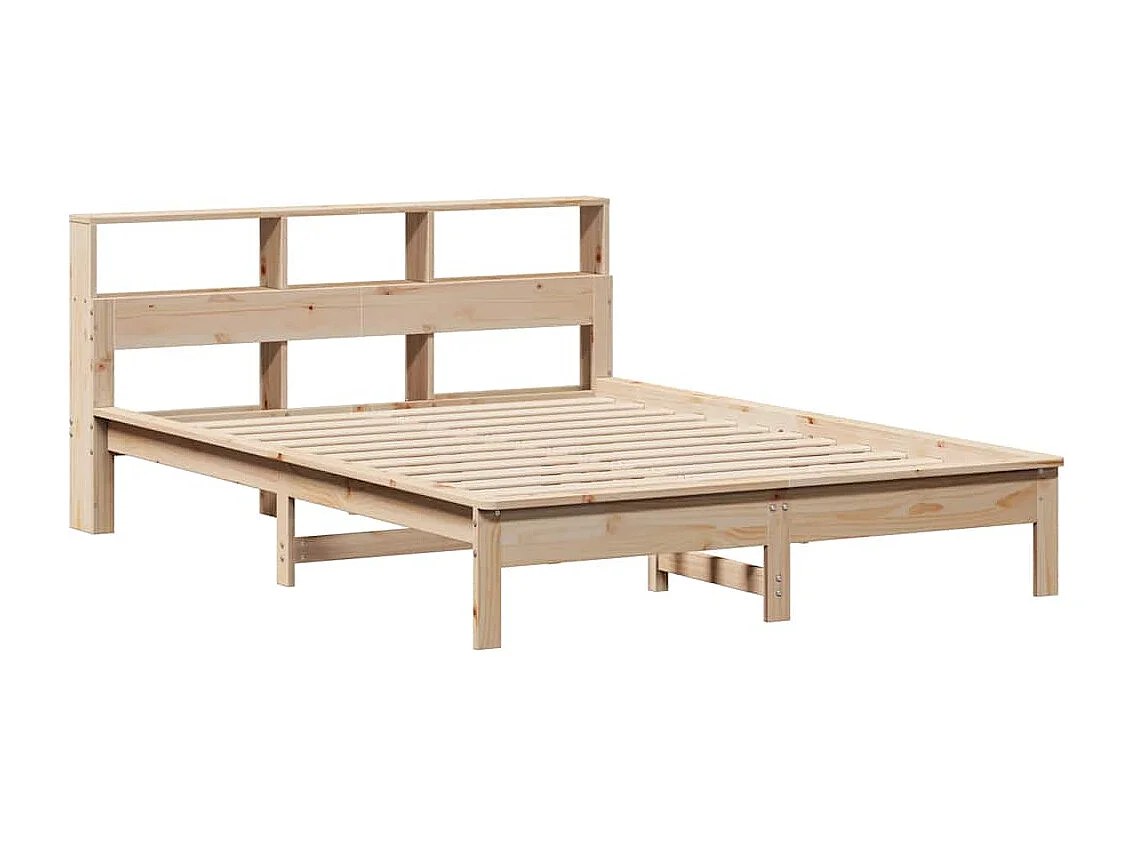 Bed met boekenkast zonder matras massief grenenhout 140x190 cm