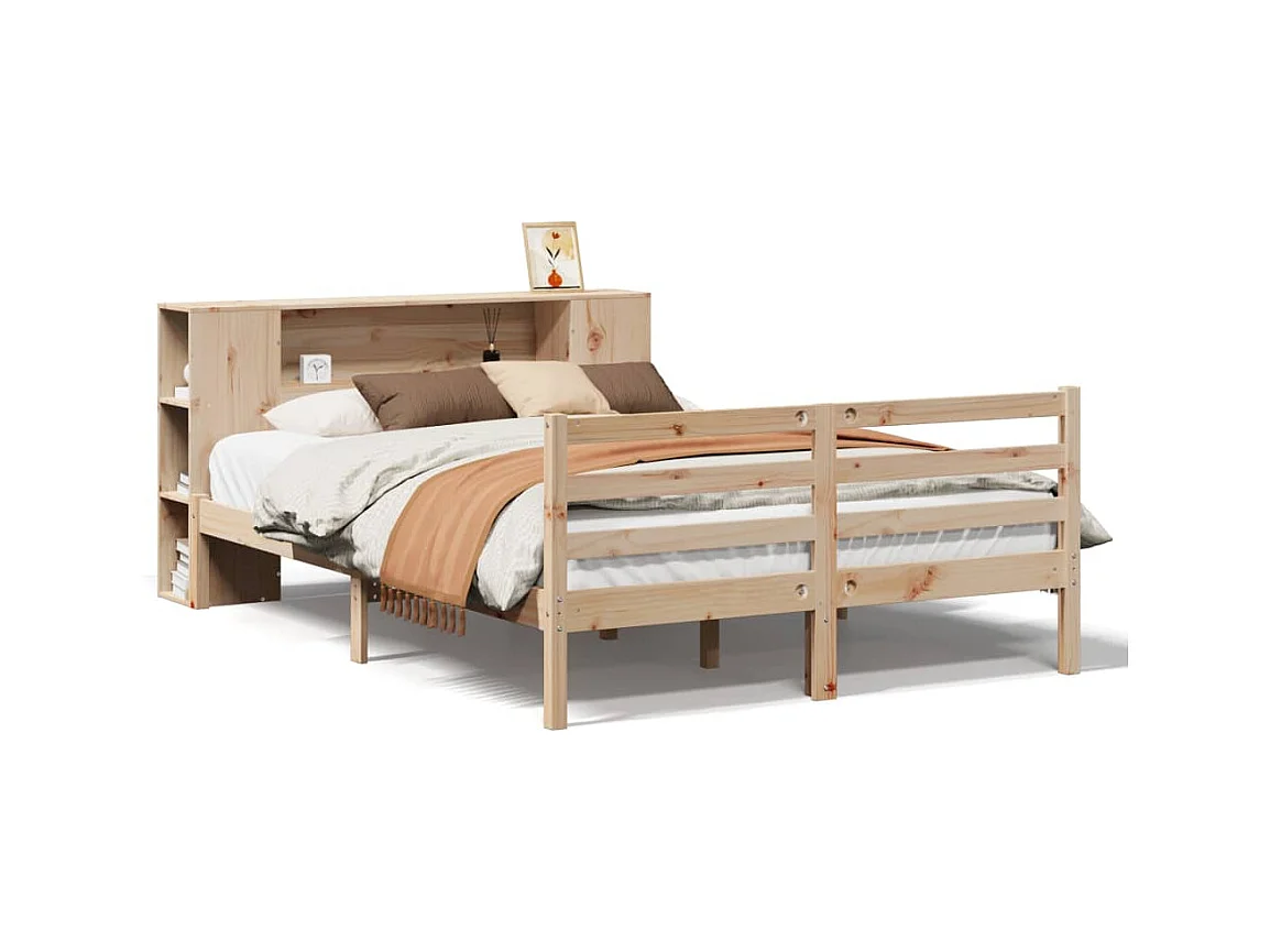 Cama com estante sem colchão 135x190 cm pinho maciço