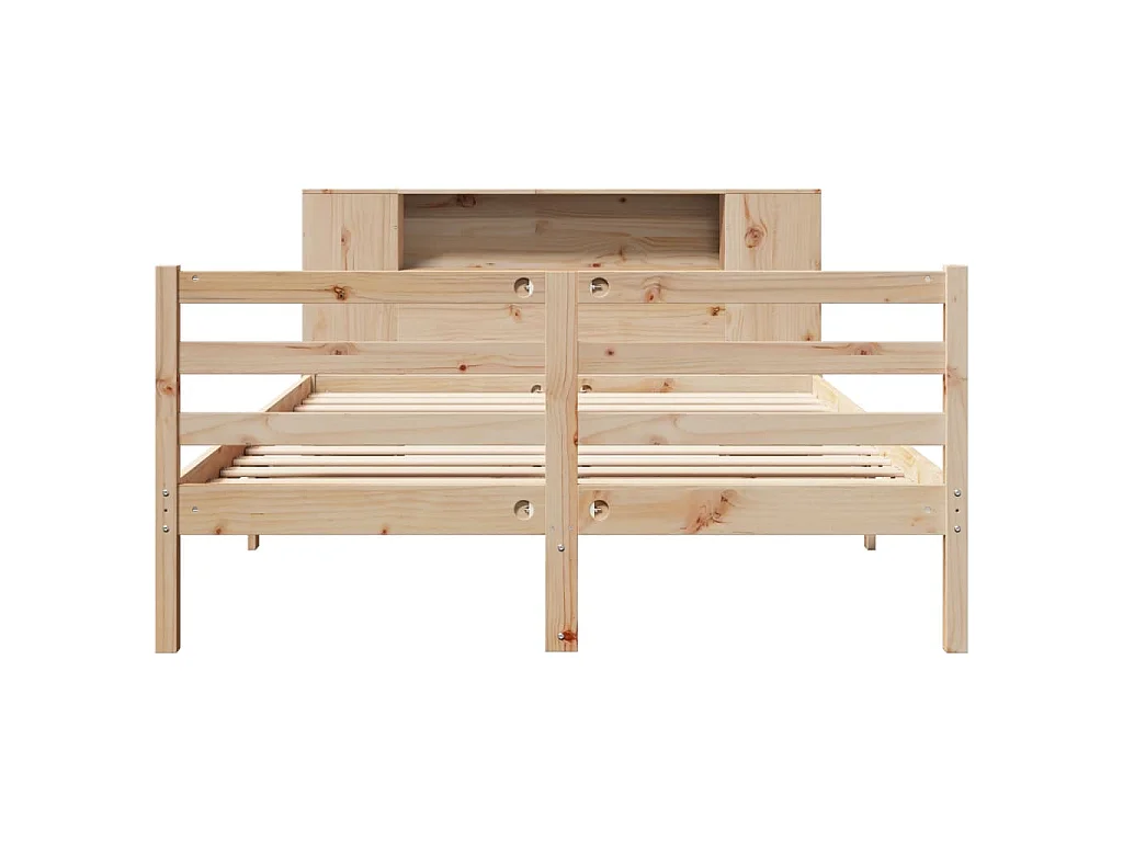 Lit bibliothèque sans matelas 135x190 cm bois de pin massif