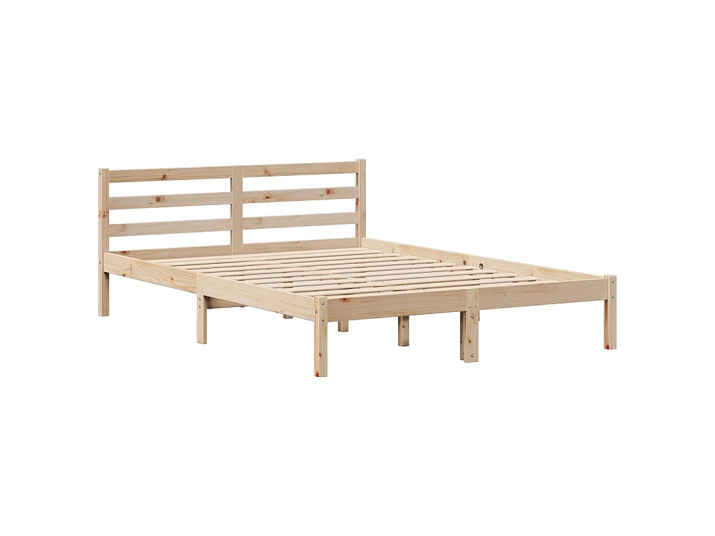Lit bibliothèque sans matelas 135x190 cm bois de pin massif