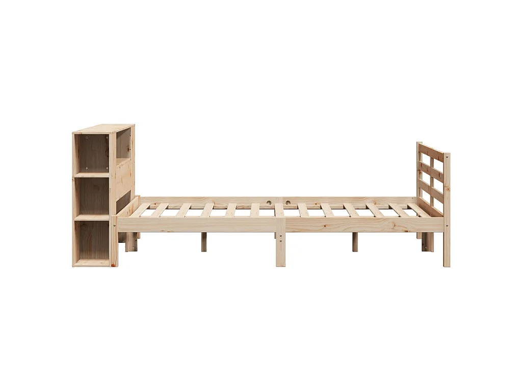 Lit bibliothèque sans matelas 135x190 cm bois de pin massif