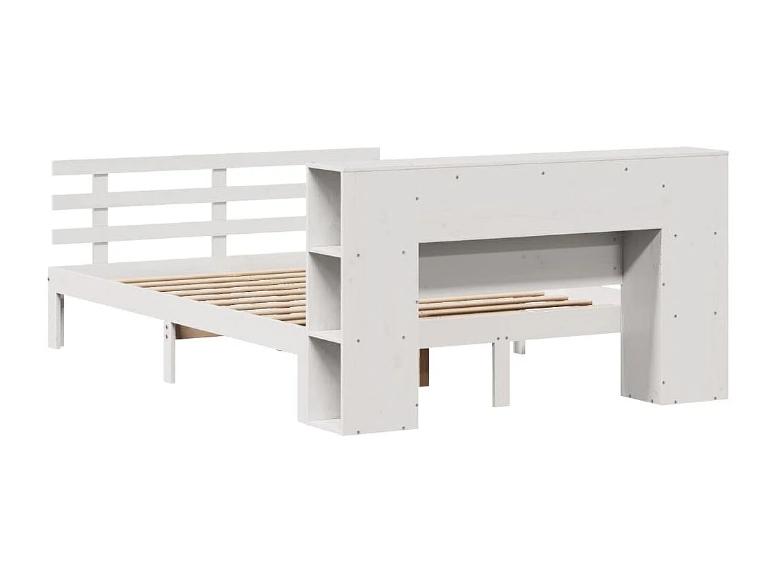 Lit bibliothèque sans matelas blanc 150x200 cm bois pin massif