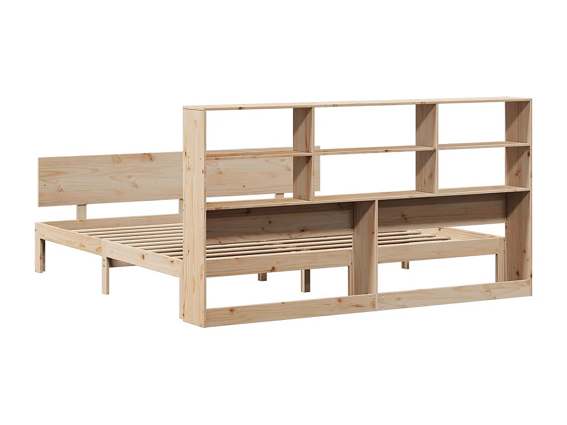 Cama con estantería sin colchón madera maciza de pino 180x200cm