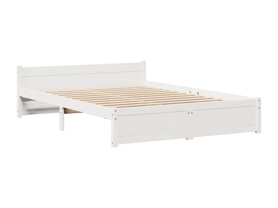 Lit bibliothèque sans matelas blanc 140x200 cm bois pin massif