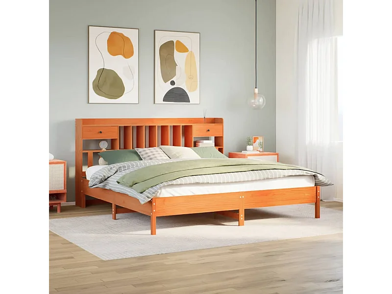 Cama com estante sem colchão 180x200 cm pinho maciço