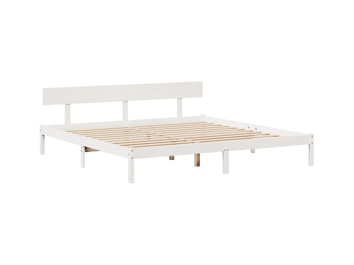 Lit bibliothèque sans matelas blanc 200x200 cm bois pin massif