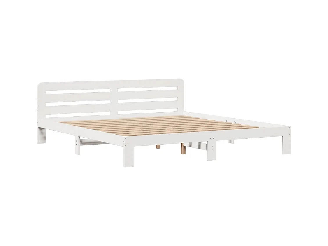 Massivholzbett mit Regal ohne Matratze Weiß 180x200 cm Kiefer