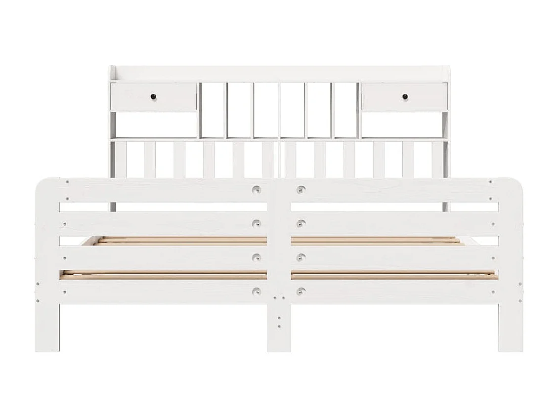 Lit bibliothèque sans matelas blanc 180x200 cm bois pin massif