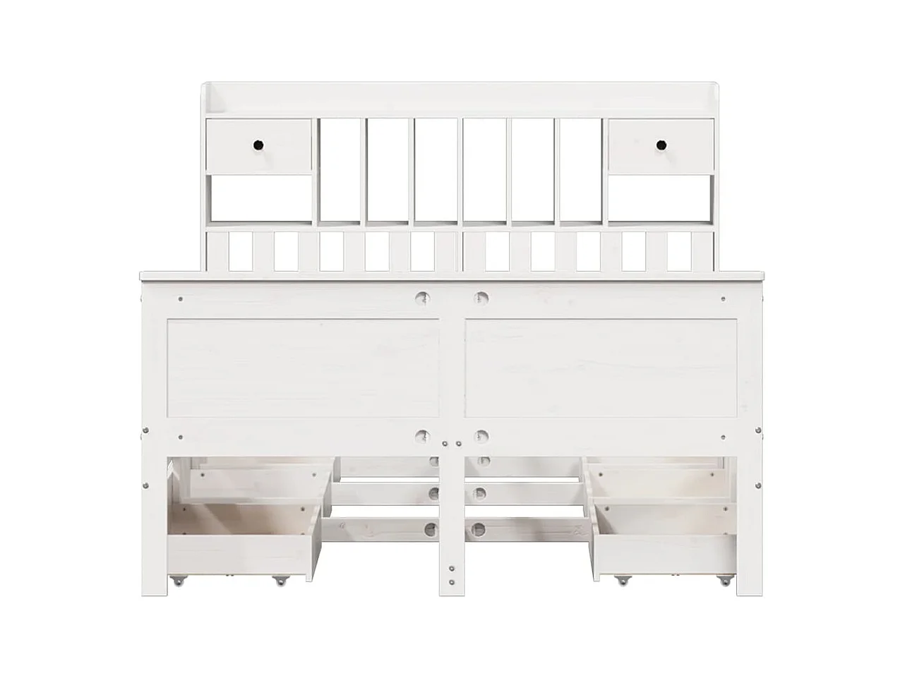 Massivholzbett mit Regal ohne Matratze Weiß 150x200 cm Kiefer