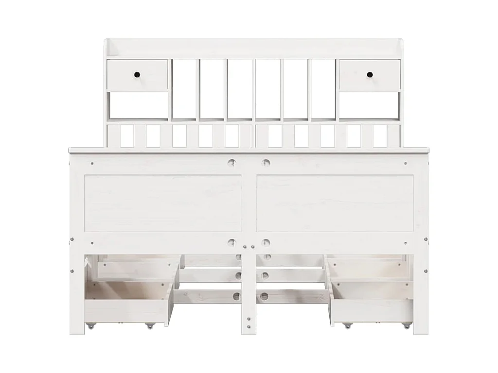 Lit bibliothèque sans matelas blanc 150x200 cm bois pin massif