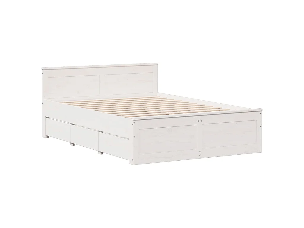 Lit bibliothèque sans matelas blanc 150x200 cm bois pin massif